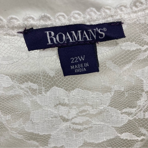Roaman's Women’s White Lace Illusion Button-Up Tunica Top Size22 Costal Vacation - Picture 4 of 13